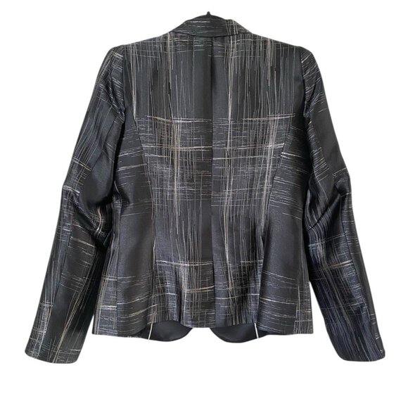 Armani Collezioni Womens Black Silver Metallic Abstract Statement Blazer Size 8 - Picture 2 of 7